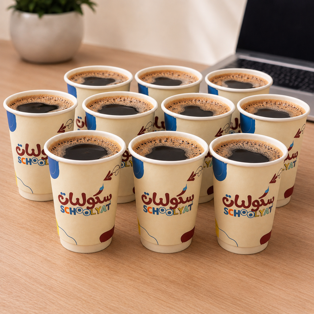 Schoolyat Coffee Cups – Set of 10 ☕ أكواب قهوة سكوليات – طقم 10 أكواب