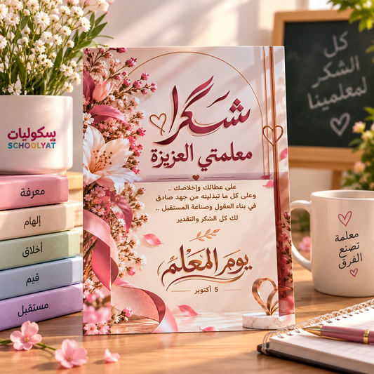 بطاقة شكرا معلمي مع نوتس 📝